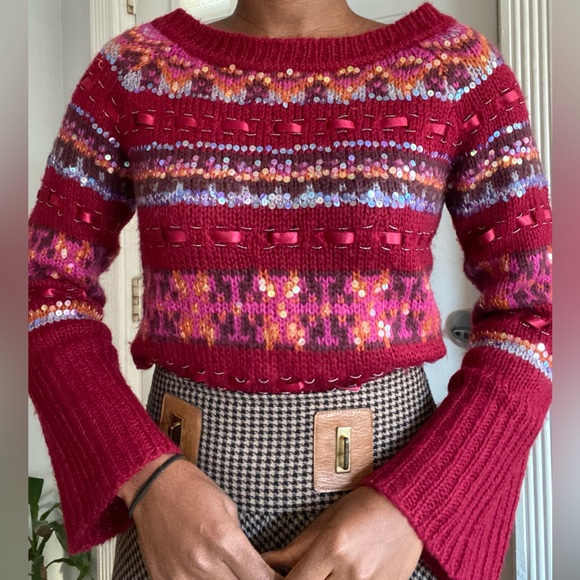 Moda international mohair blend wine red sweater - Picture 1 of 9